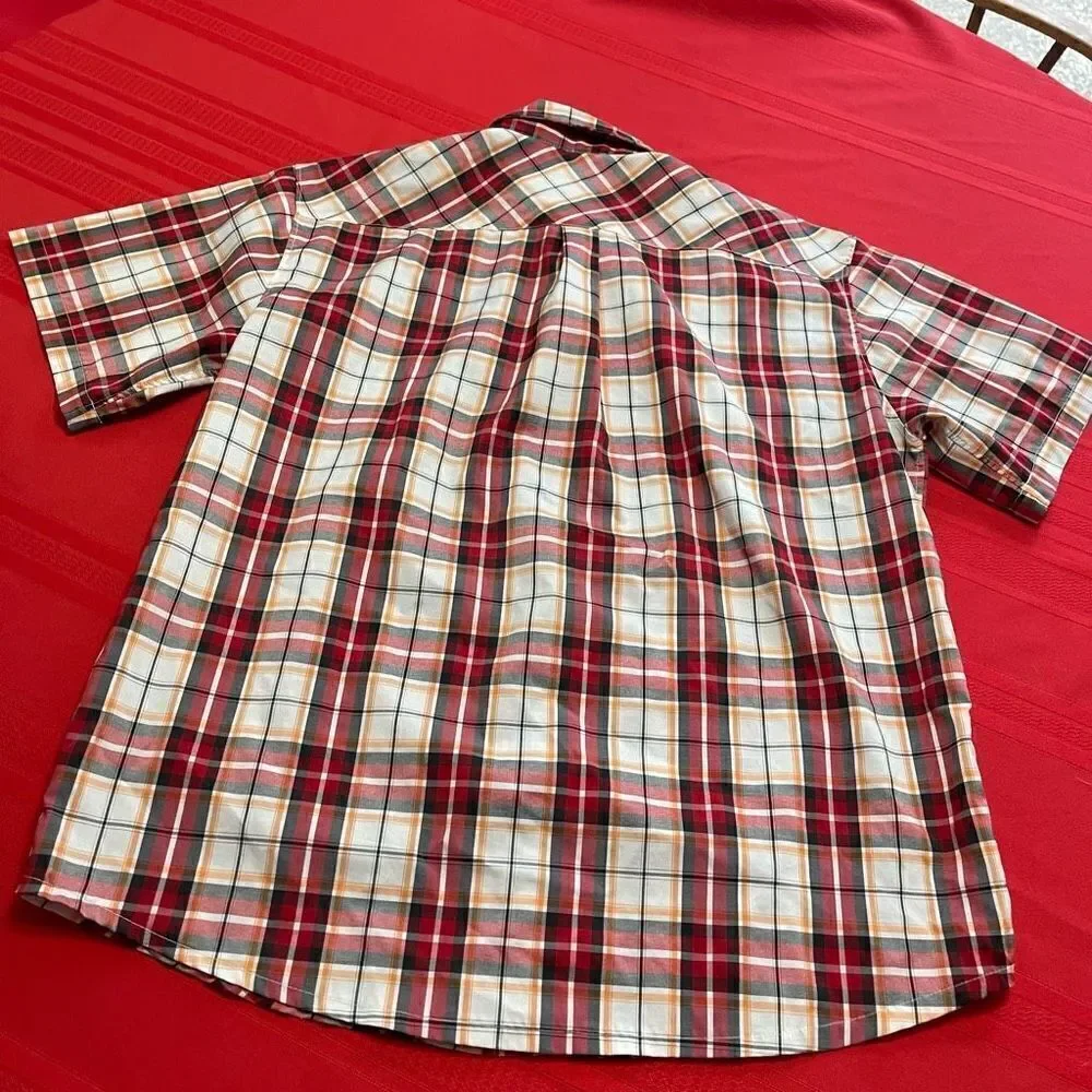 True Religion Men’s Plaid Pearl Snap Short Sleeve Button Up Shirt Size XXL